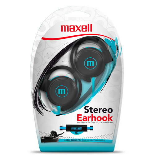 Auricular-Stereo-Earhook,-enganche-con-mic-azul